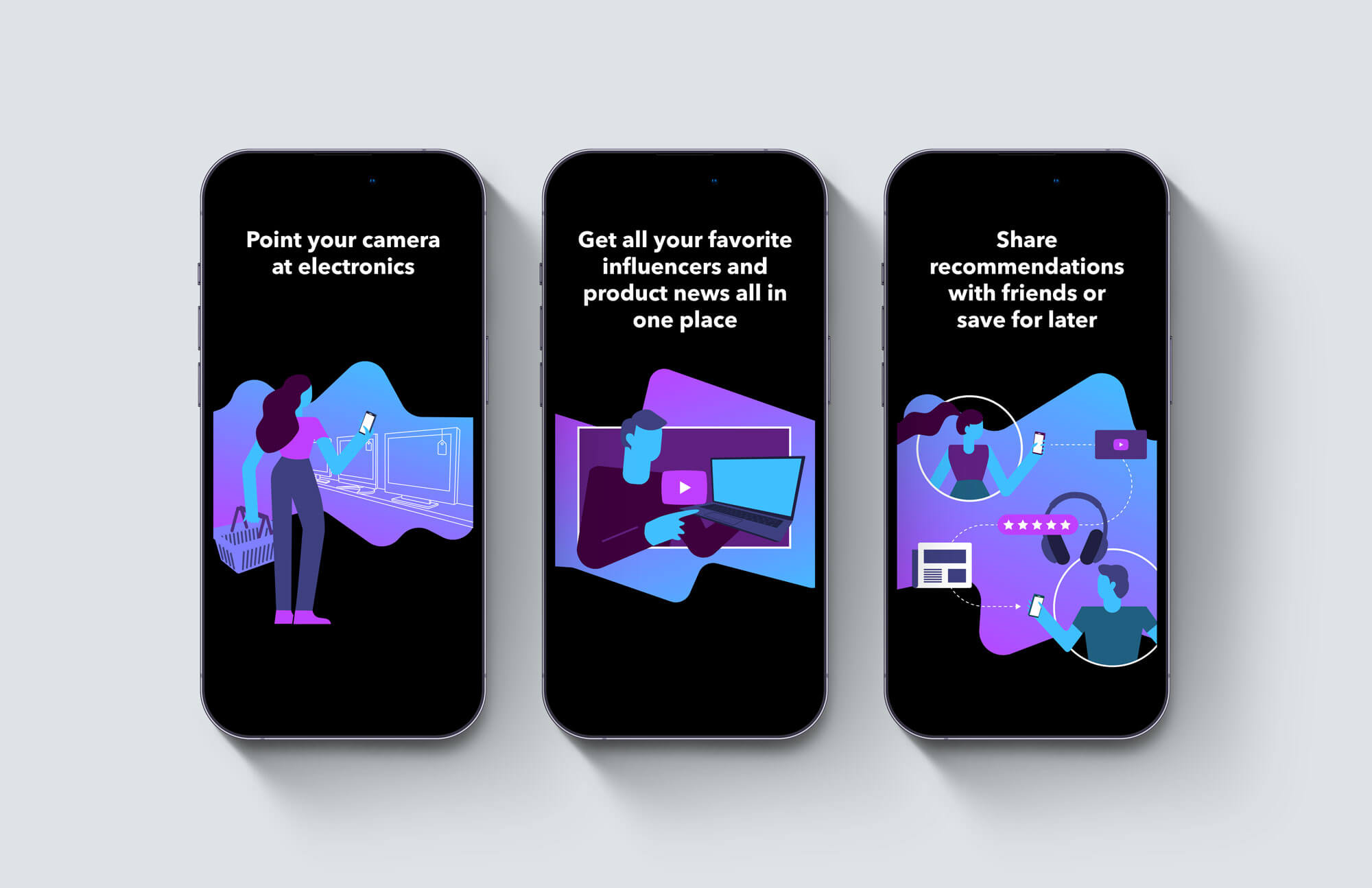 Curie app onboarding screens