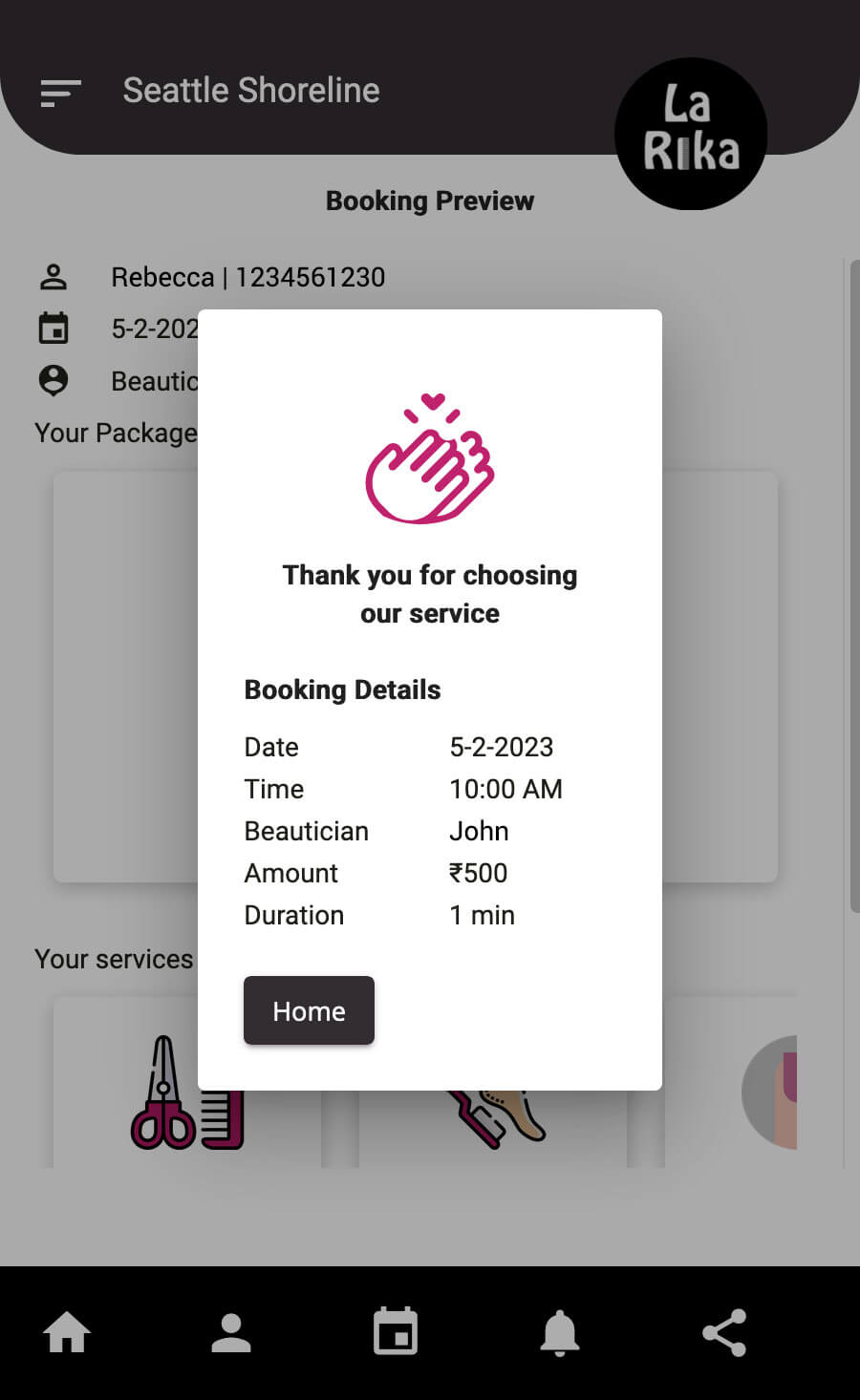 Salonifi original thank you page