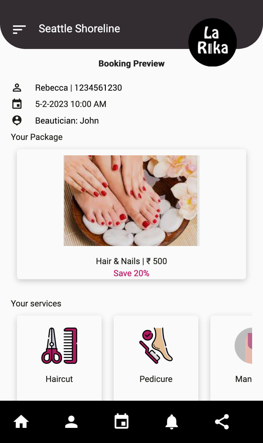 Salonifi original booking preview page