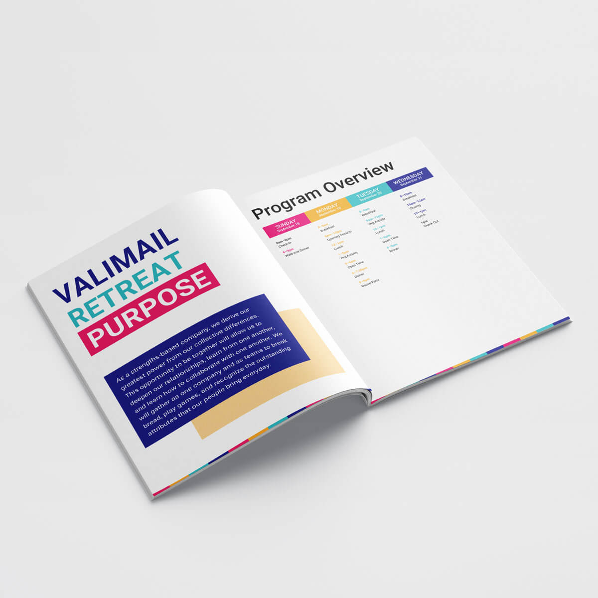 Company retreat program booklet inside